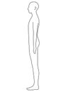 Human body outline, side, monochrome illustration